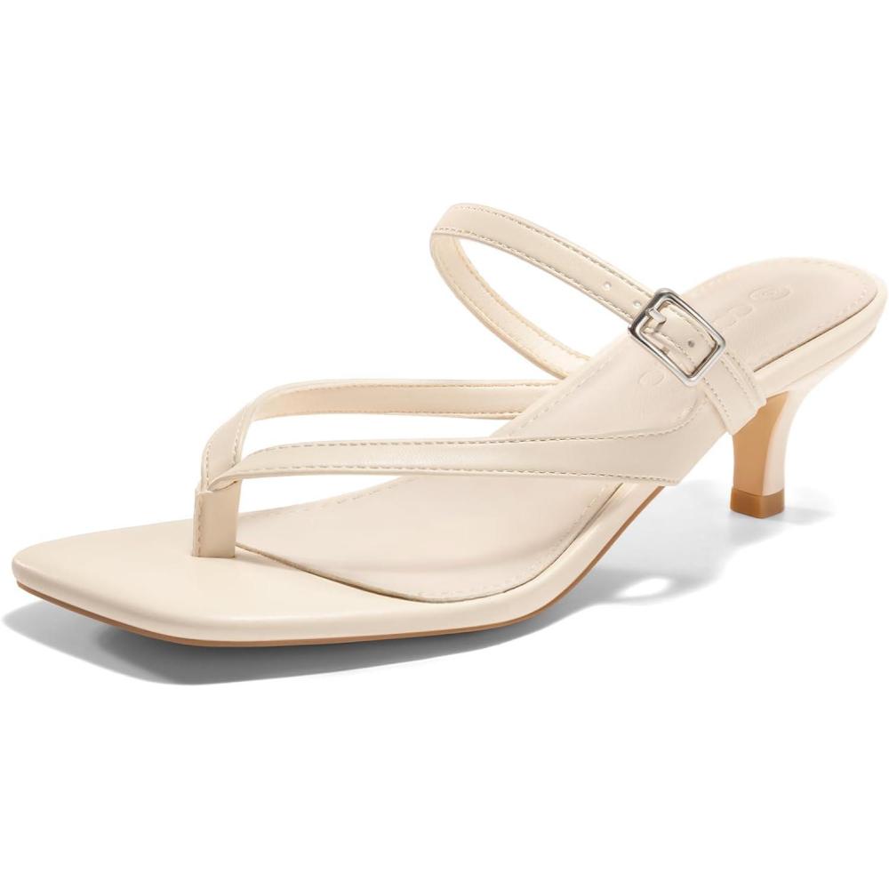 image:imageCoutgo Womens Square Open Toe Low Heel SandalsApricot