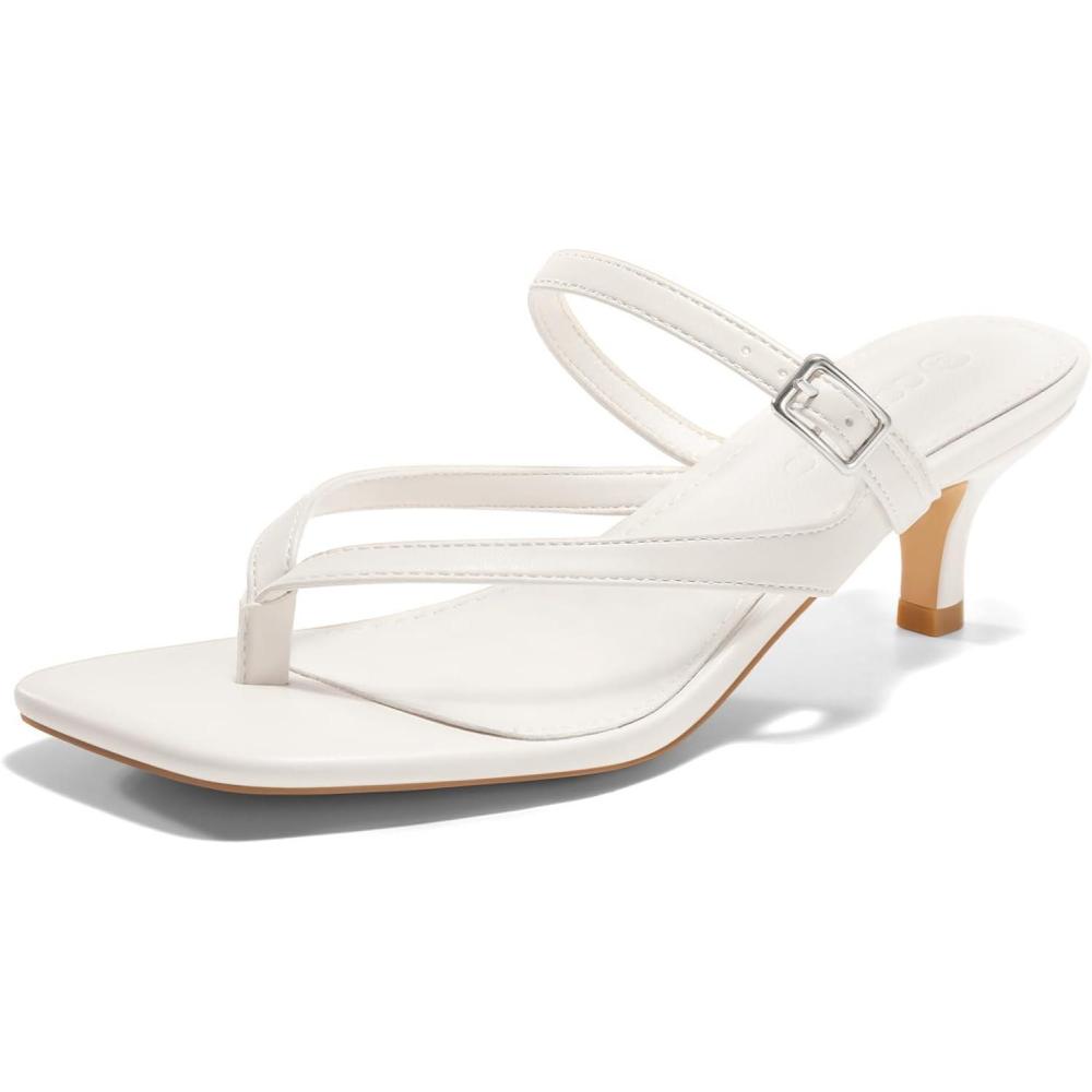 image:imageCoutgo Womens Square Open Toe Low Heel SandalsWhite