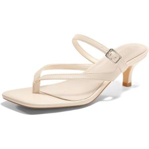 Coutgo Women’s Square Open Toe Low Heel Sandals(Apricot)