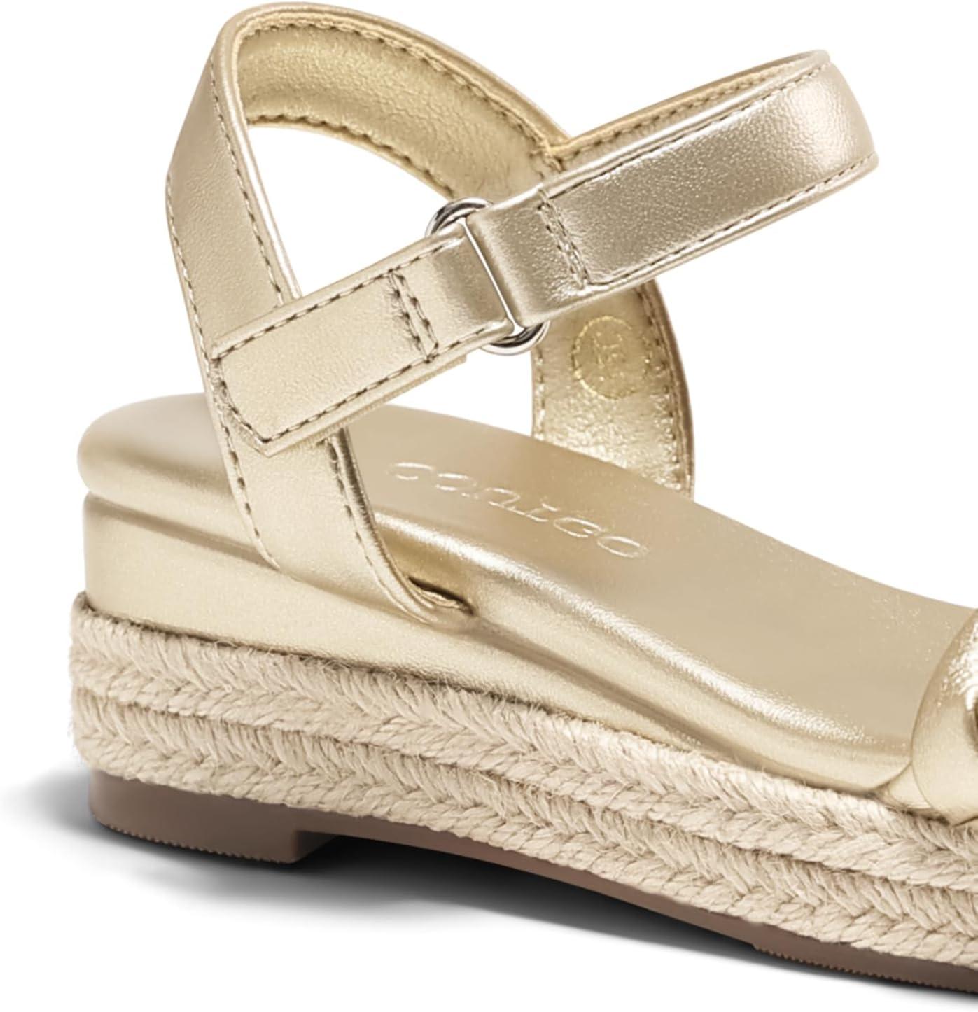 image:imageCoutgo Girls Platform Sandals Espadrille Braid Open Toe Ankle Strap Wedge Sandals Summer Dress Shoes for ToddlerLittleBig KidsGold
