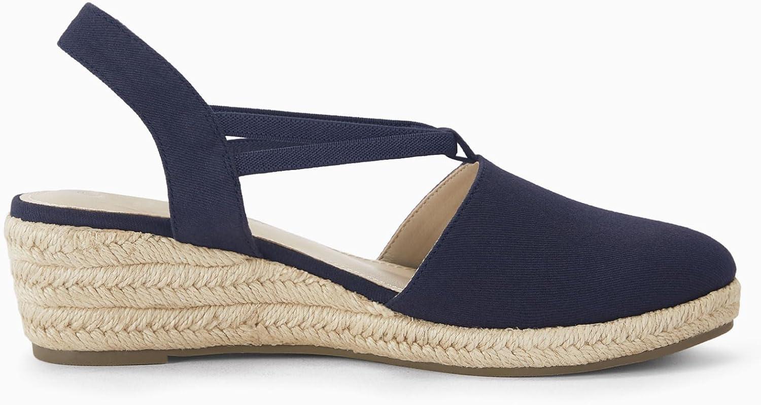 image:imageCoutgo Womens Platform Wedge Espadrille Sandals Slingback Slip on Closed Toe Strap Shoes Navy Size 11