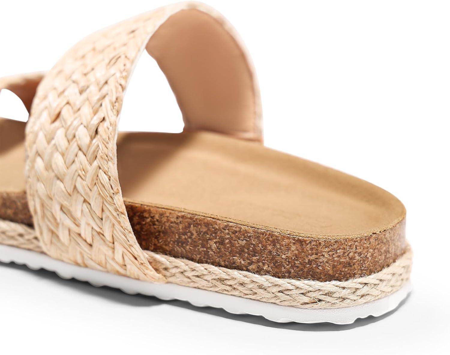 image:imageCoutgo Womens Slides Sandals Open Toe Slip On Platform Sandals Footbed Summer Beach ShoesApricot