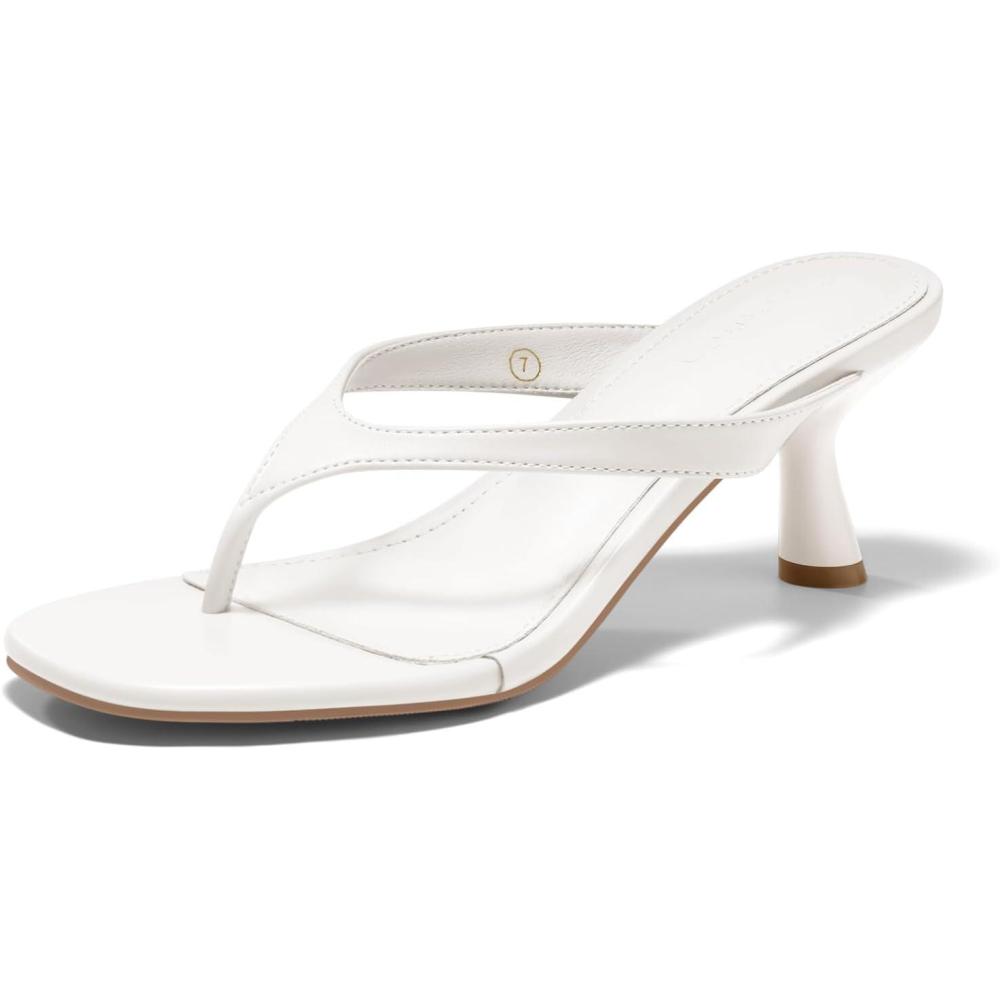 image:imageCoutgo Womens Kitten Low Heels Flip Flop Open Toe Thong Sandals Slides Slip On Summer Beach Dress ShoesWhite