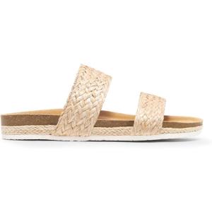 Coutgo Womens Slides Sandals Open Toe Slip On Platform Sandals Footbed Summer Beach Shoes(Apricot)