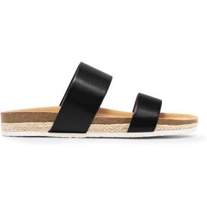 Coutgo Womens Slides Sandals Open Toe Slip On Platform Sandals Footbed Summer Beach Shoes(Black)