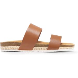 Coutgo Womens Slides Sandals Open Toe Slip On Platform Sandals Footbed Summer Beach Shoes(Brown)