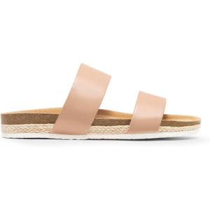 Coutgo Womens Slides Sandals Open Toe Slip On Platform Sandals Footbed Summer Beach Shoes(Khaki)
