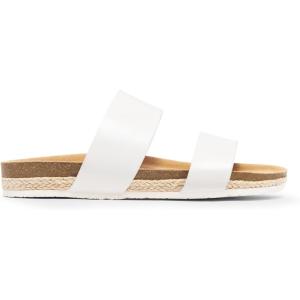 Coutgo Womens Slides Sandals Open Toe Slip On Platform Sandals Footbed Summer Beach Shoes(White)