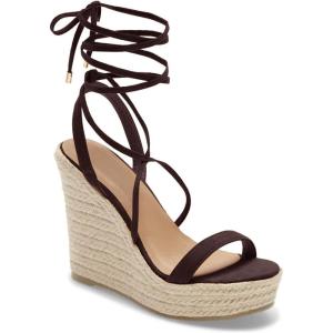 Women’s Espadrille Wedges Lace Up Platform Ankle Cross Strap Slingback Summer Dress Sandals(Chocolate)