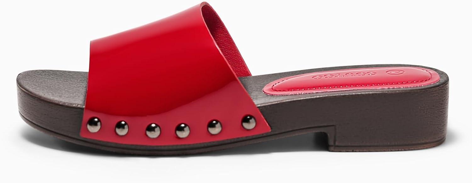 image:imageCoutgo Womens Platform Chunky Low Heels Sandals Open Toe Slides Slip On Summer Beach ShoesRed