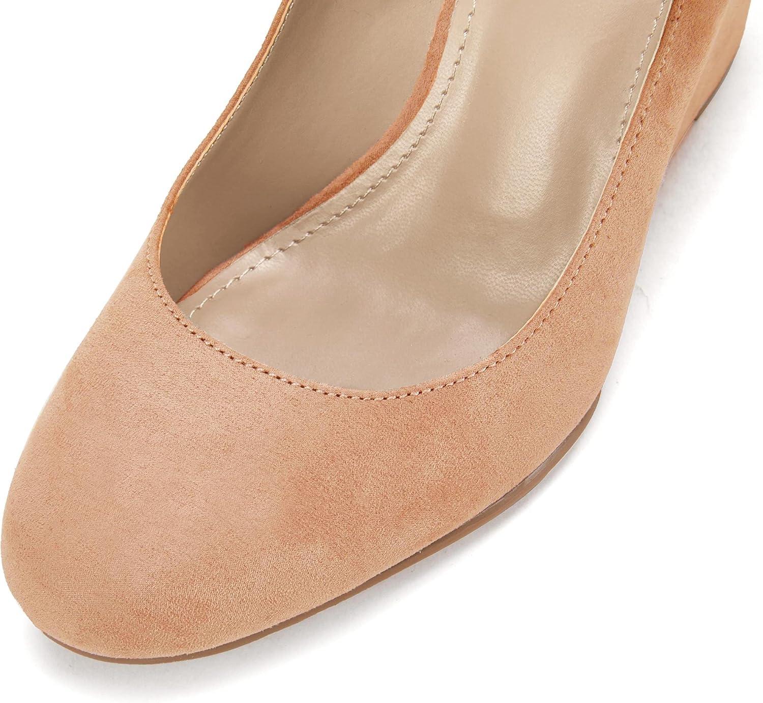 image:imageCoutgo Womens Wedge Pumps Dressy Mary Jane Shoes Comfort Wedges Closed Toe Ankle Strap Heeled ShoesKhaki