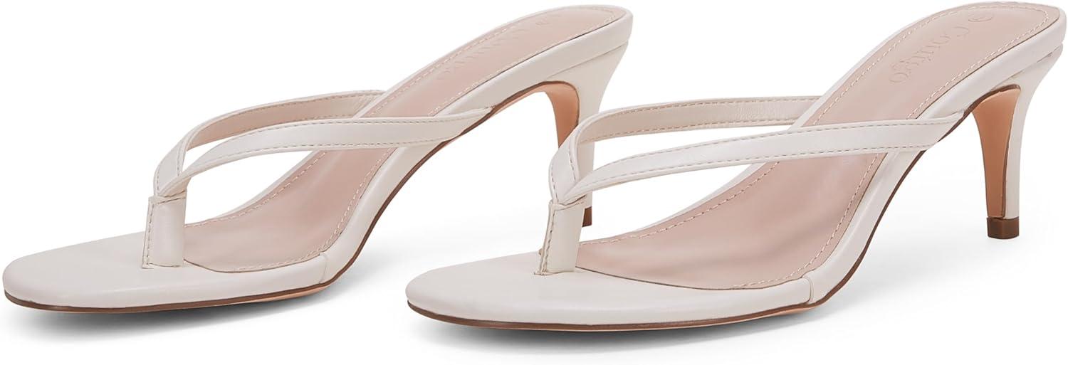 image:imageCoutgo Womens Flip Flops Kitten Heel Slip On Thong Slide SandalsNude