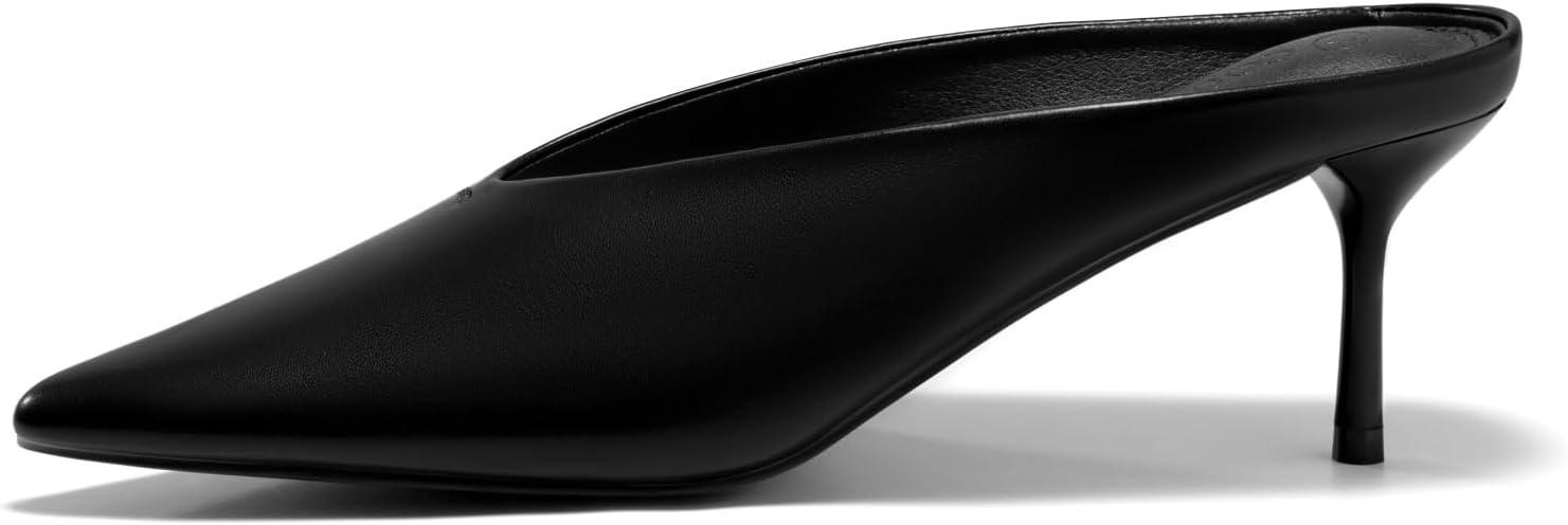 image:imageCoutgo Womens High Heels Mules Closed Pointed Toe Slide Sandals Slip On Summer Dress ShoesPu Black