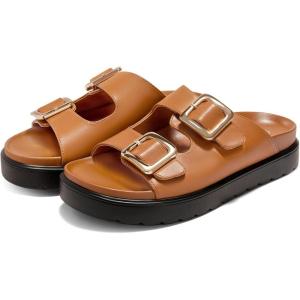 Coutgo Women’s Arch Support Platform Slide Sandals(Brown)