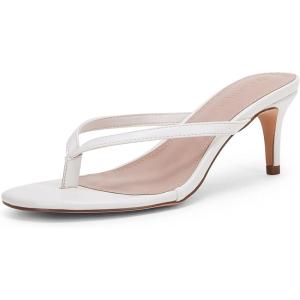 Coutgo Women’s Flip Flops Kitten Heel Slip On Thong Slide Sandals(White)