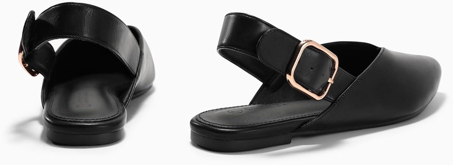 image:imageCoutgo Womens Flat Mules Closed Pointed Toe Slingback Slip On Flats Work Office Dress Sandal ShoesBlack