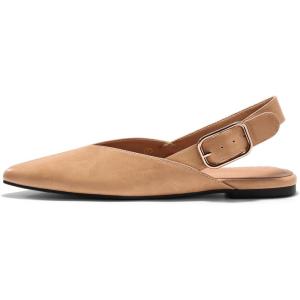 Coutgo Womens Flat Mules Closed Pointed Toe Slingback Slip On Flats Work Office Dress Sandal Shoes(Khaki)