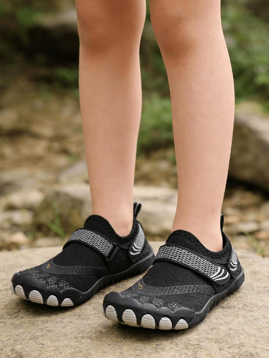 image:imageCoutgo Water Shoes for Kids Girls Boys Wide Toe Box QuickDry Barefoot Shoes for Hiking Beach Sports Swim PoolBlack