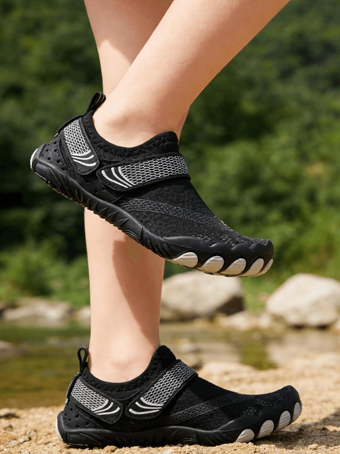 image:imageCoutgo Water Shoes for Kids Girls Boys Wide Toe Box QuickDry Barefoot Shoes for Hiking Beach Sports Swim PoolBlack