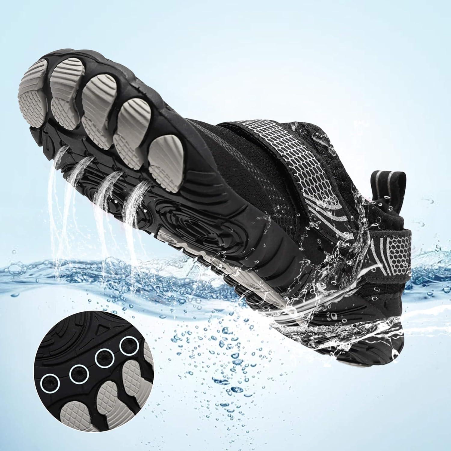 image:imageCoutgo Water Shoes for Kids Girls Boys Wide Toe Box QuickDry Barefoot Shoes for Hiking Beach Sports Swim PoolBlack
