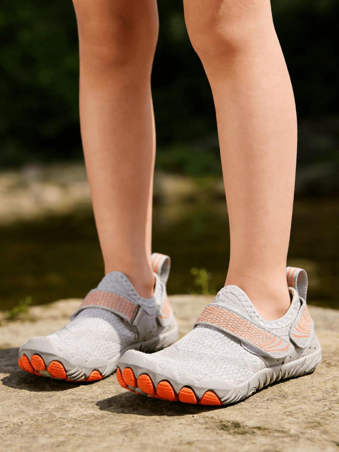 image:imageCoutgo Water Shoes for Kids Girls Boys Wide Toe Box QuickDry Barefoot Shoes for Hiking Beach Sports Swim PoolGrey
