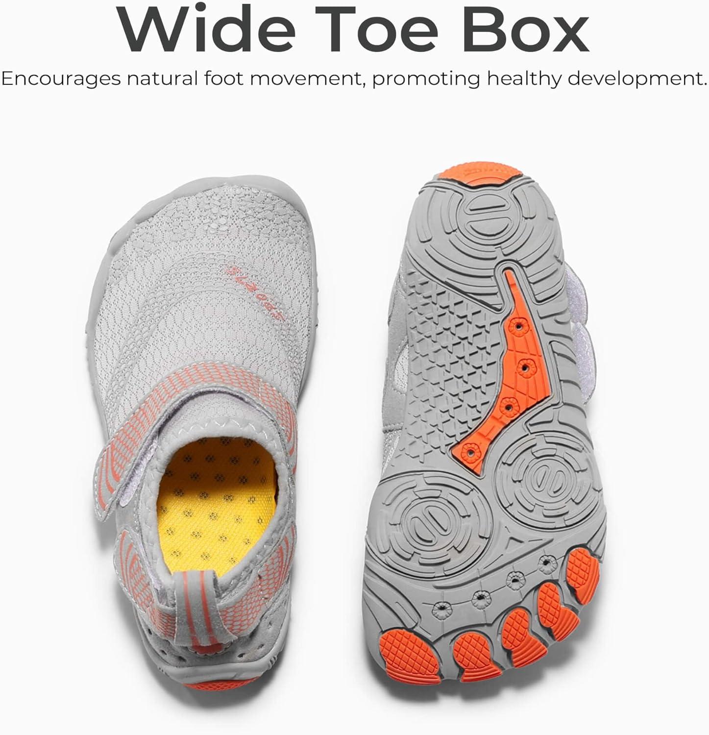 image:imageCoutgo Water Shoes for Kids Girls Boys Wide Toe Box QuickDry Barefoot Shoes for Hiking Beach Sports Swim PoolGrey