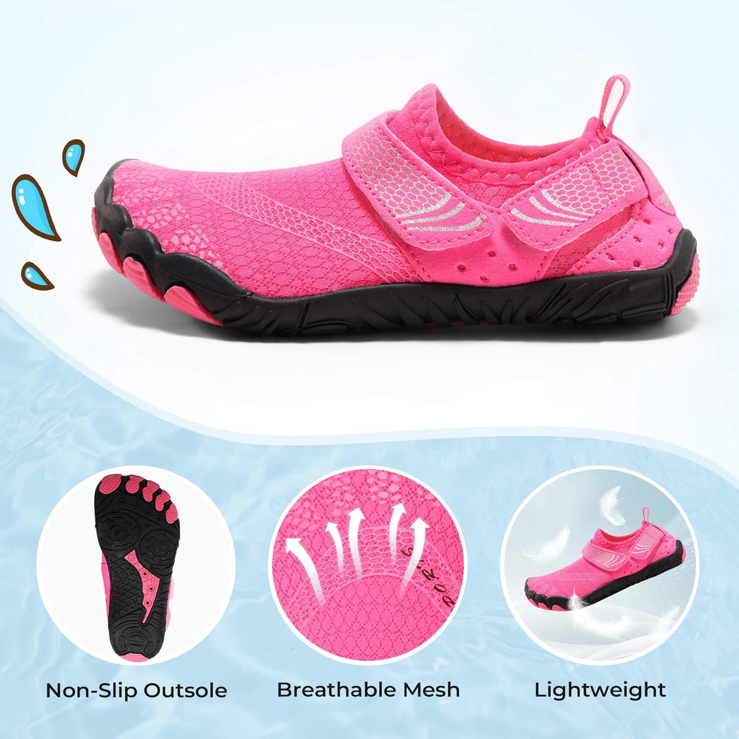 image:imageCoutgo Water Shoes for Kids Girls Boys Wide Toe Box QuickDry Barefoot Shoes for Hiking Beach Sports Swim PoolHot Pink