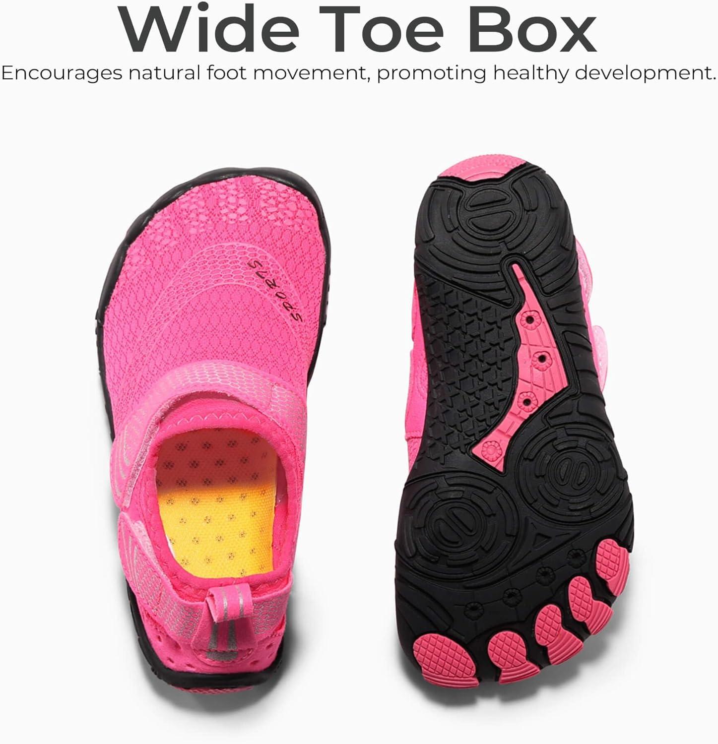 image:imageCoutgo Water Shoes for Kids Girls Boys Wide Toe Box QuickDry Barefoot Shoes for Hiking Beach Sports Swim PoolHot Pink