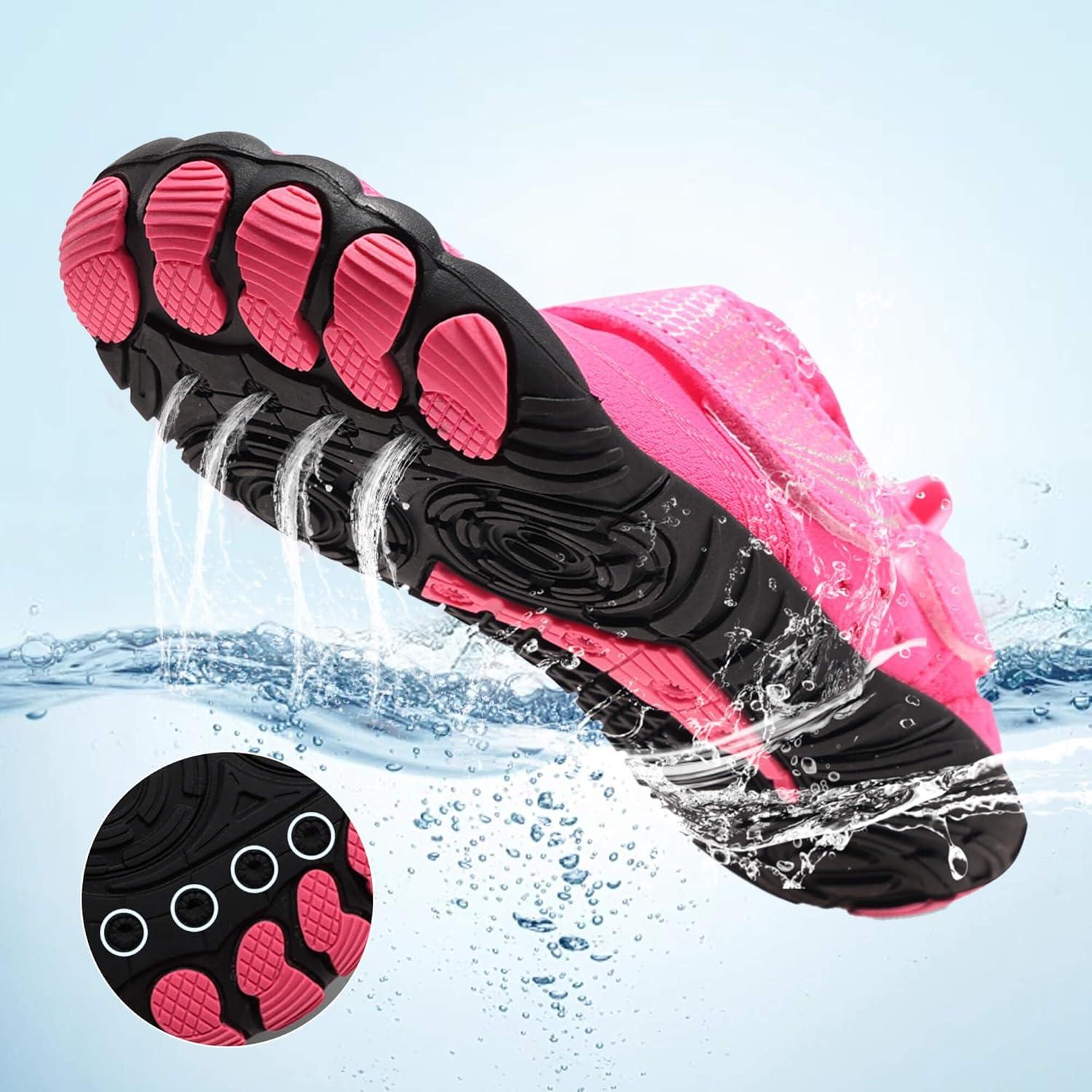image:imageCoutgo Water Shoes for Kids Girls Boys Wide Toe Box QuickDry Barefoot Shoes for Hiking Beach Sports Swim PoolHot Pink