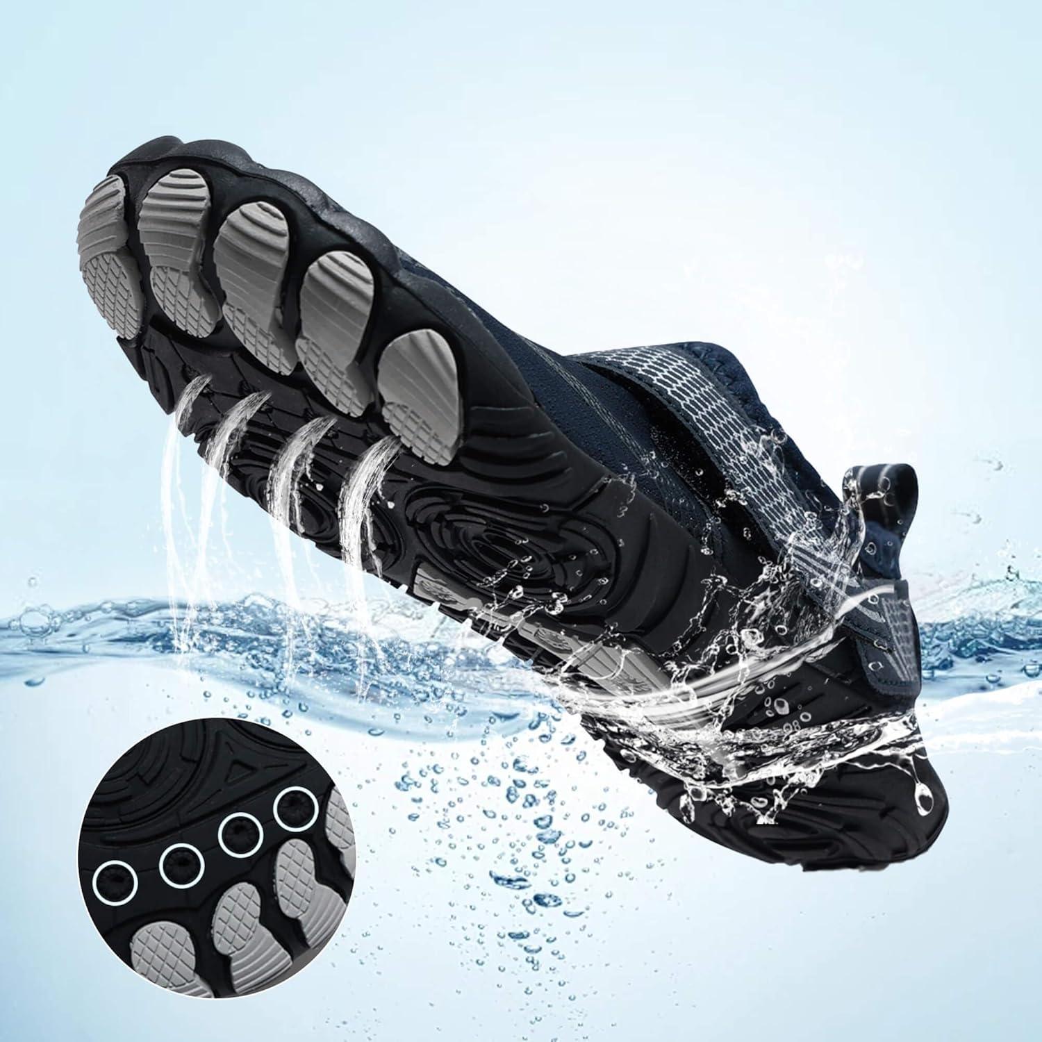 image:imageCoutgo Water Shoes for Kids Girls Boys Wide Toe Box QuickDry Barefoot Shoes for Hiking Beach Sports Swim PoolNavy