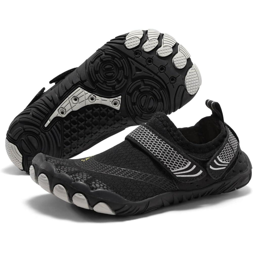 image:imageCoutgo Water Shoes for Kids Girls Boys Wide Toe Box QuickDry Barefoot Shoes for Hiking Beach Sports Swim PoolBlack