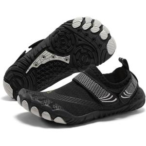 Coutgo Water Shoes for Kids Girls Boys Wide Toe Box Quick-Dry Barefoot Shoes for Hiking Beach Sports Swim Pool(Black)