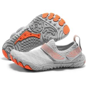 Coutgo Water Shoes for Kids Girls Boys Wide Toe Box Quick-Dry Barefoot Shoes for Hiking Beach Sports Swim Pool(Grey)