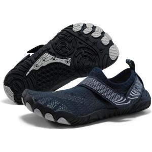 Coutgo Water Shoes for Kids Girls Boys Wide Toe Box Quick-Dry Barefoot Shoes for Hiking Beach Sports Swim Pool(Navy)