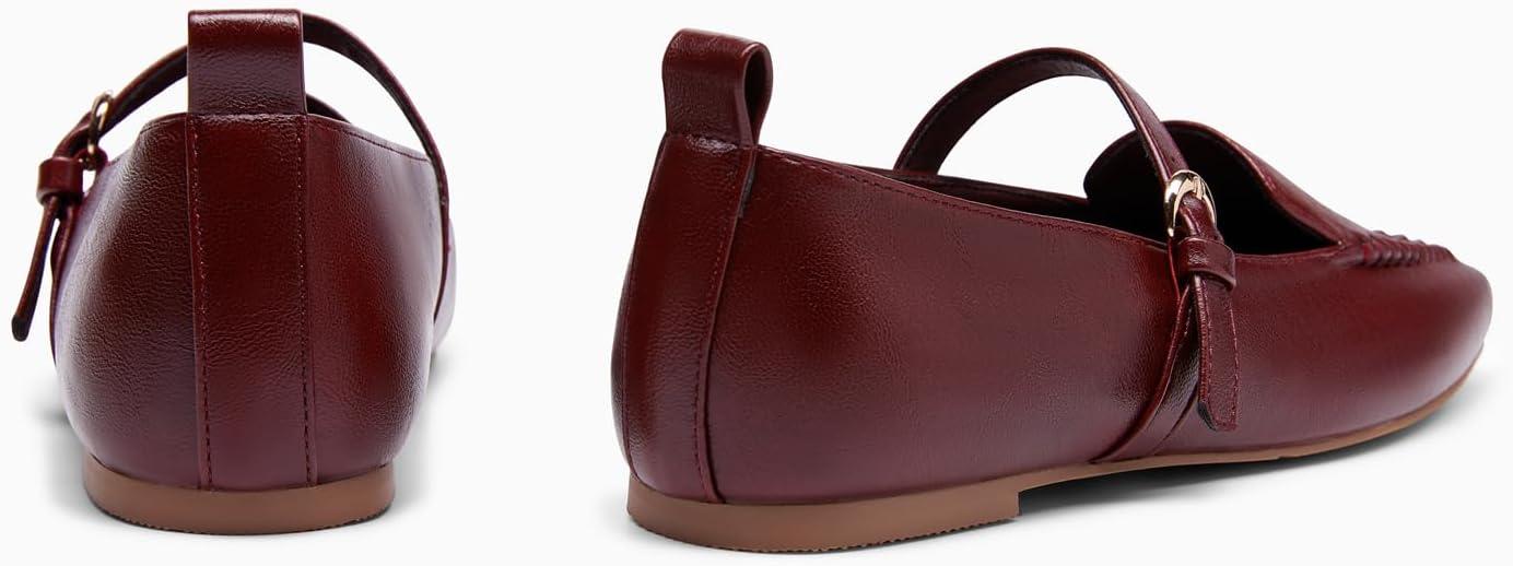 image:imageCoutgo Womens Ballet Flats Loafers Square Toe Comfortable Dressy Work Office Shoes Mary Jane FlatsBurgundy