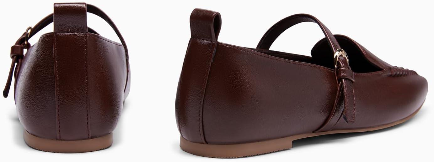 image:imageCoutgo Womens Ballet Flats Loafers Square Toe Comfortable Dressy Work Office Shoes Mary Jane FlatsCoffee