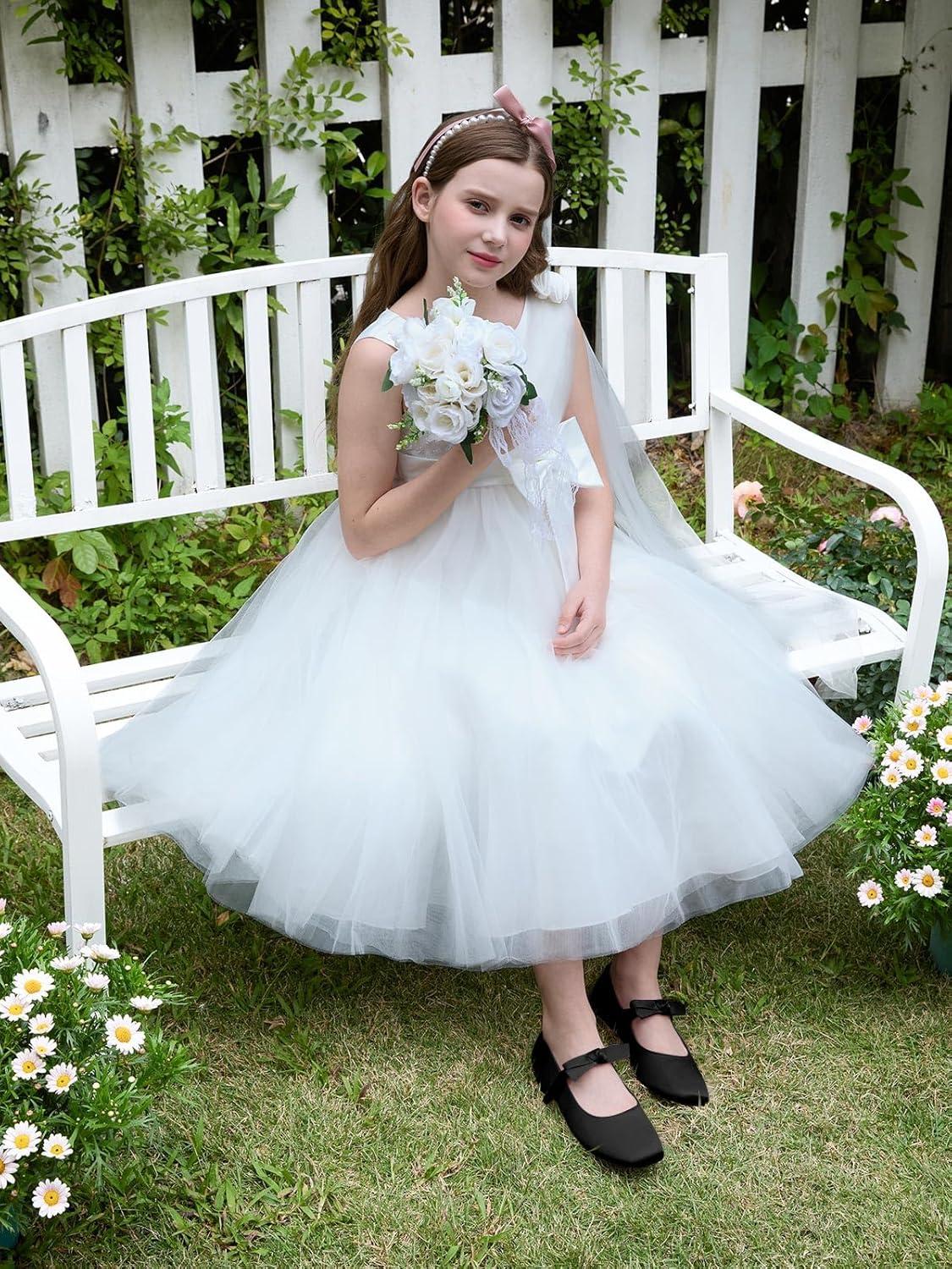 image:imageCoutgo Girls Mary Jane Dress Shoes Flower Girl Shoes Bow Satin Ballet Flats for Party Wedding School ShoesBlack