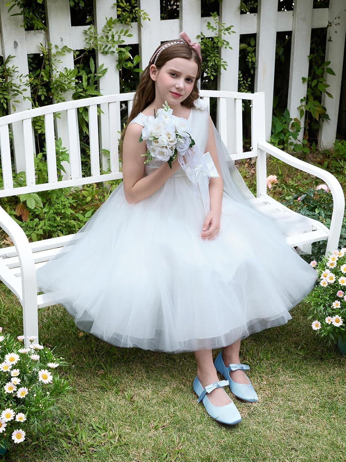 image:imageCoutgo Girls Mary Jane Dress Shoes Flower Girl Shoes Bow Satin Ballet Flats for Party Wedding School ShoesBlue