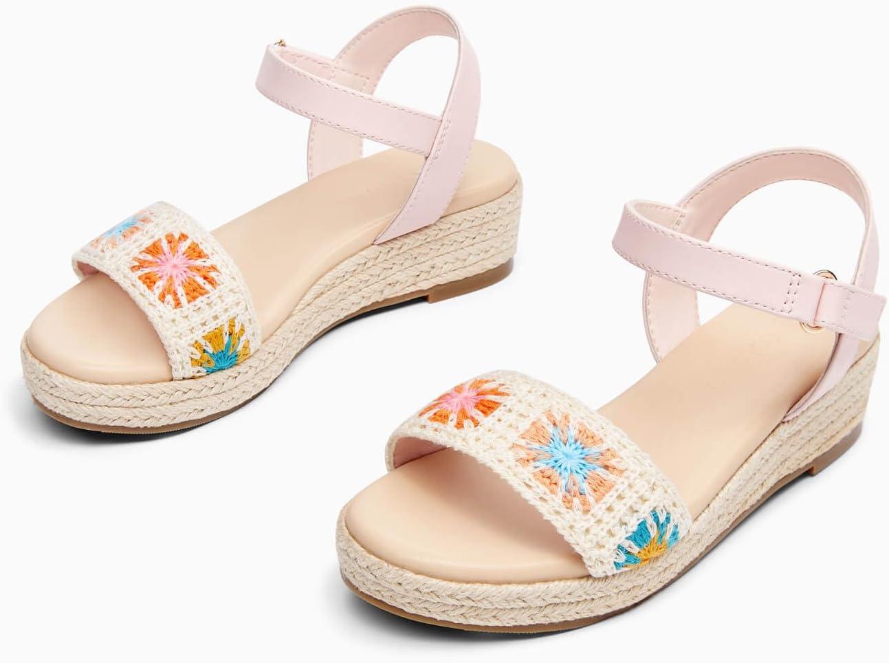 image:imageCoutgo Girls Espadrilles Sandals Platform Wedge Heels Open Toe Ankle Strap Boho Summer Dress ShoesPink