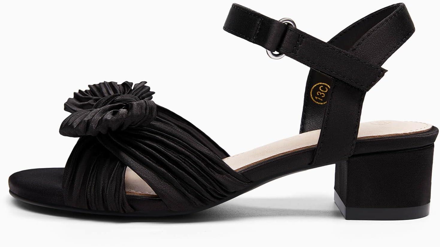 image:imageCoutgo Girls Sandals Bow Open Toe Chunky Low Heel Dress Shoes Flower Girl Wedding Party ShoesBlack