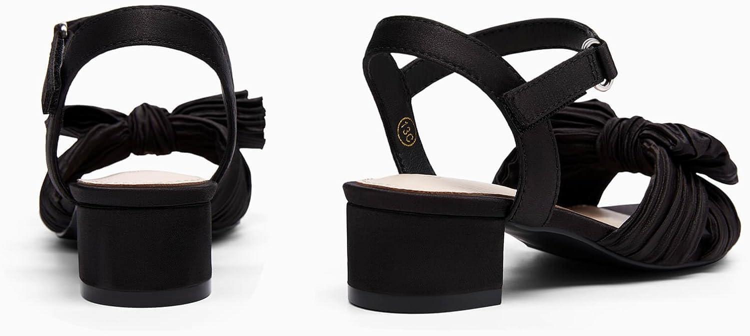 image:imageCoutgo Girls Sandals Bow Open Toe Chunky Low Heel Dress Shoes Flower Girl Wedding Party ShoesBlack