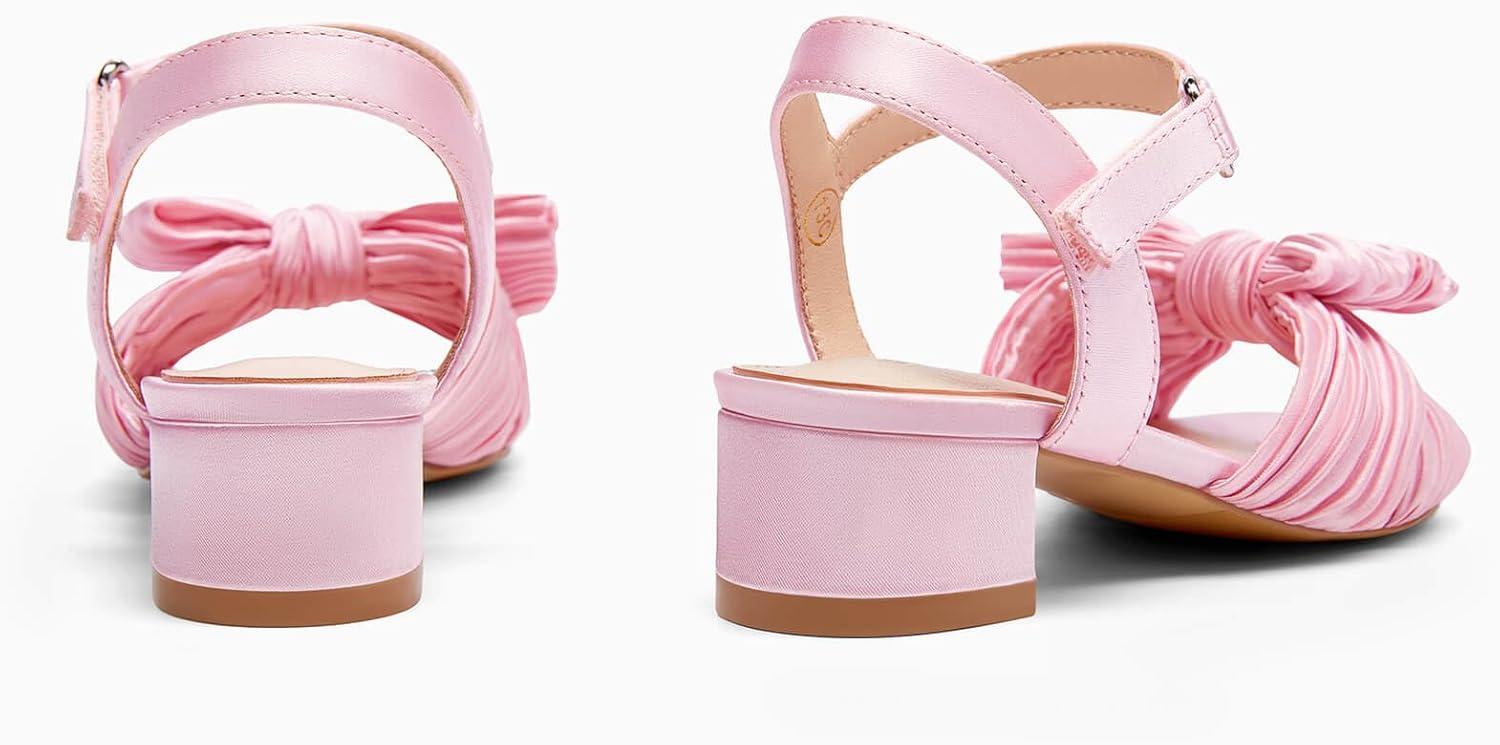 image:imageCoutgo Girls Sandals Bow Open Toe Chunky Low Heel Dress Shoes Flower Girl Wedding Party ShoesPink