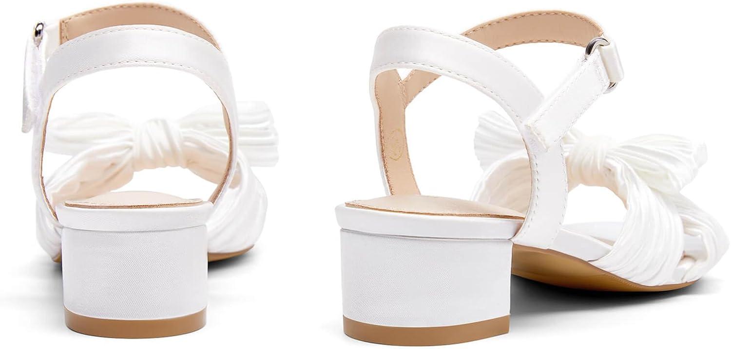 image:imageCoutgo Girls Sandals Bow Open Toe Chunky Low Heel Dress Shoes Flower Girl Wedding Party ShoesWhite