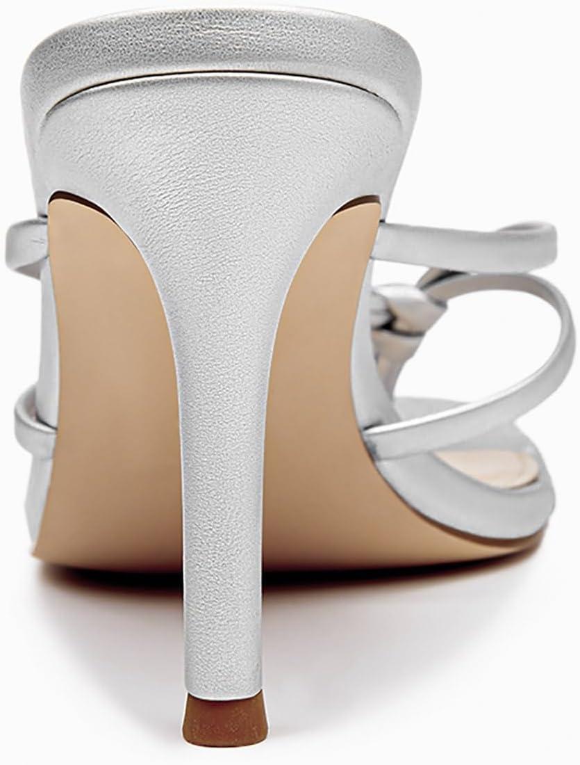 image:imageCoutgo Womens Heeled Sandals Strappy Square Toe Flip Flops Fashion Thong Slip on Stiletto SandalsSilver