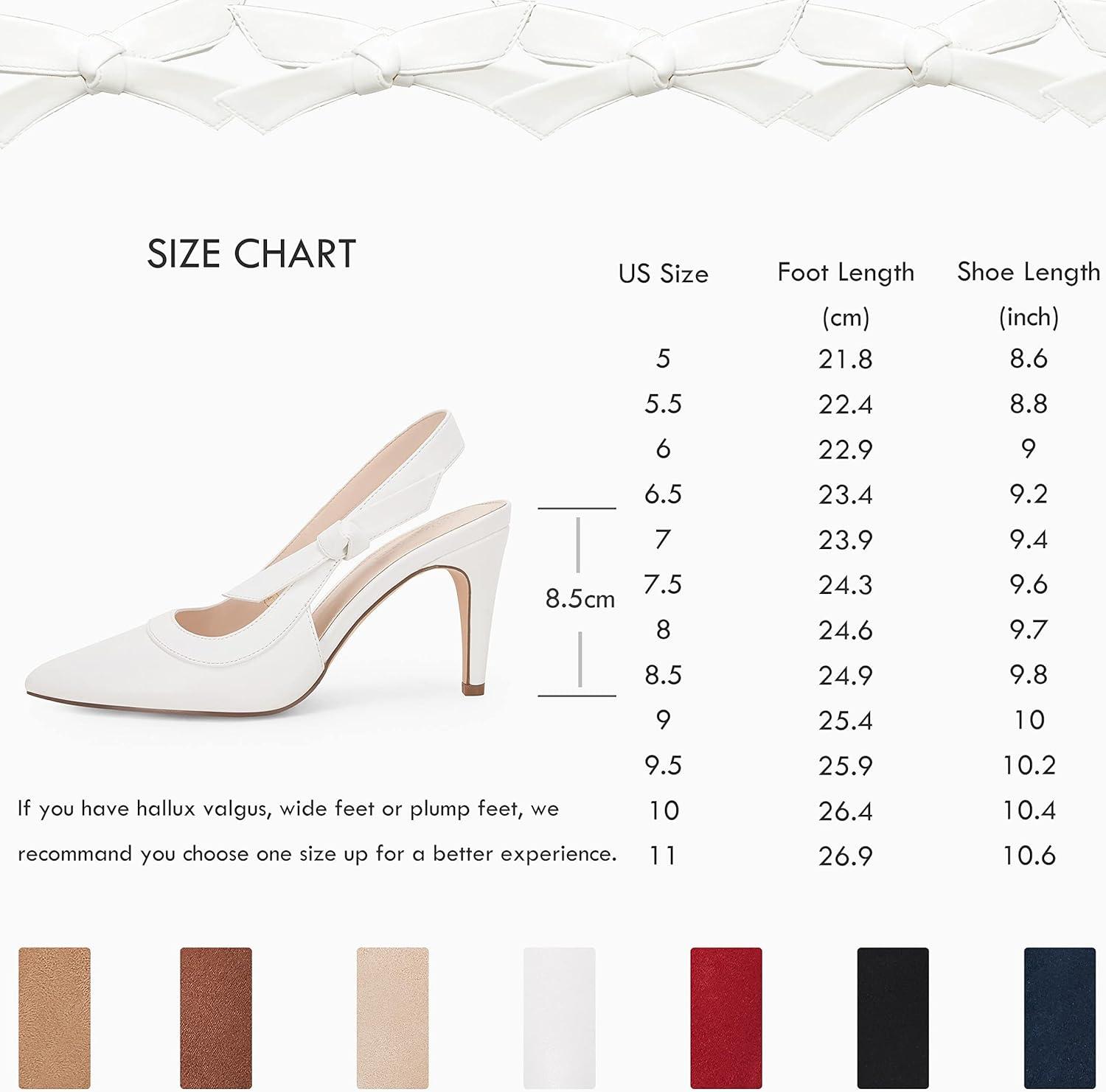 image:imageCoutgo Womens Pointed Toe High Heels Slingback Bowknot Formal Pumps Dress ShoesWhitePu