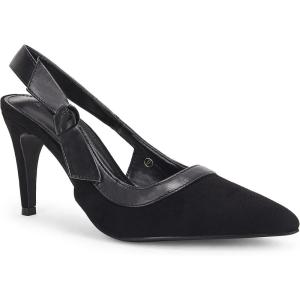 Coutgo Women’s Pointed Toe High Heels Slingback Bowknot Formal Pumps Dress Shoes(Black/Suede)