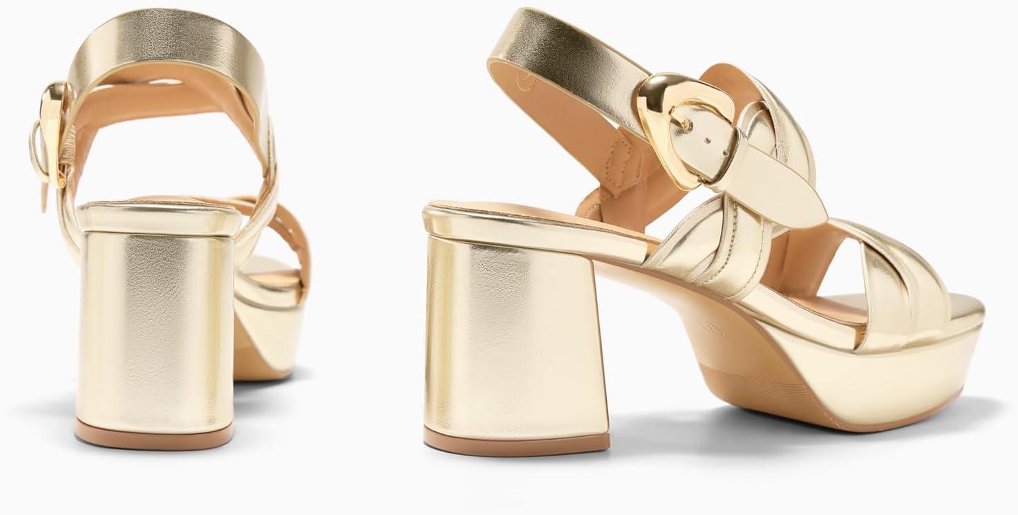 image:imageCoutgo Womens Platform Chunky Heels Sandals Open Toe Ankle Strap Summer Dress Beach ShoesGold