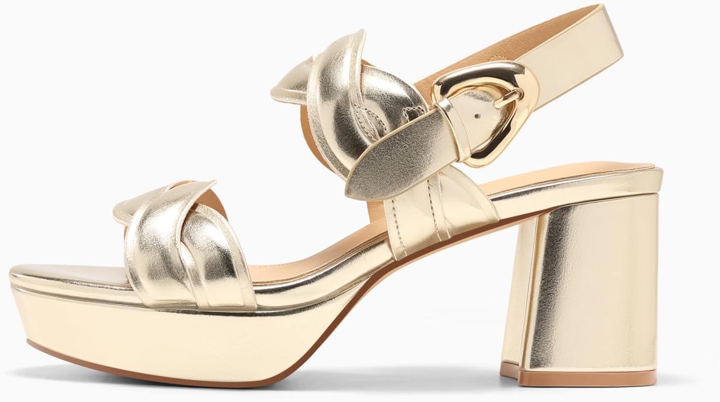 image:imageCoutgo Womens Platform Chunky Heels Sandals Open Toe Ankle Strap Summer Dress Beach ShoesGold