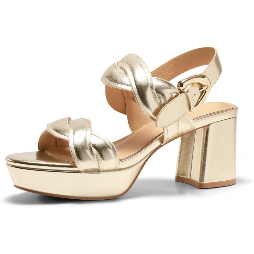 image:imageCoutgo Womens Platform Chunky Heels Sandals Open Toe Ankle Strap Summer Dress Beach ShoesGold
