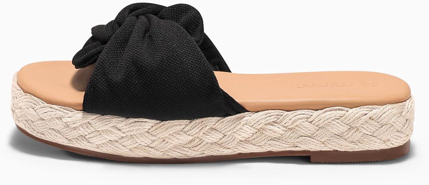 image:imageCoutgo Womens Platform Espadrilles Sandals Bow Twist Open Toe Slip On Slides Summer Beach ShoesBlack